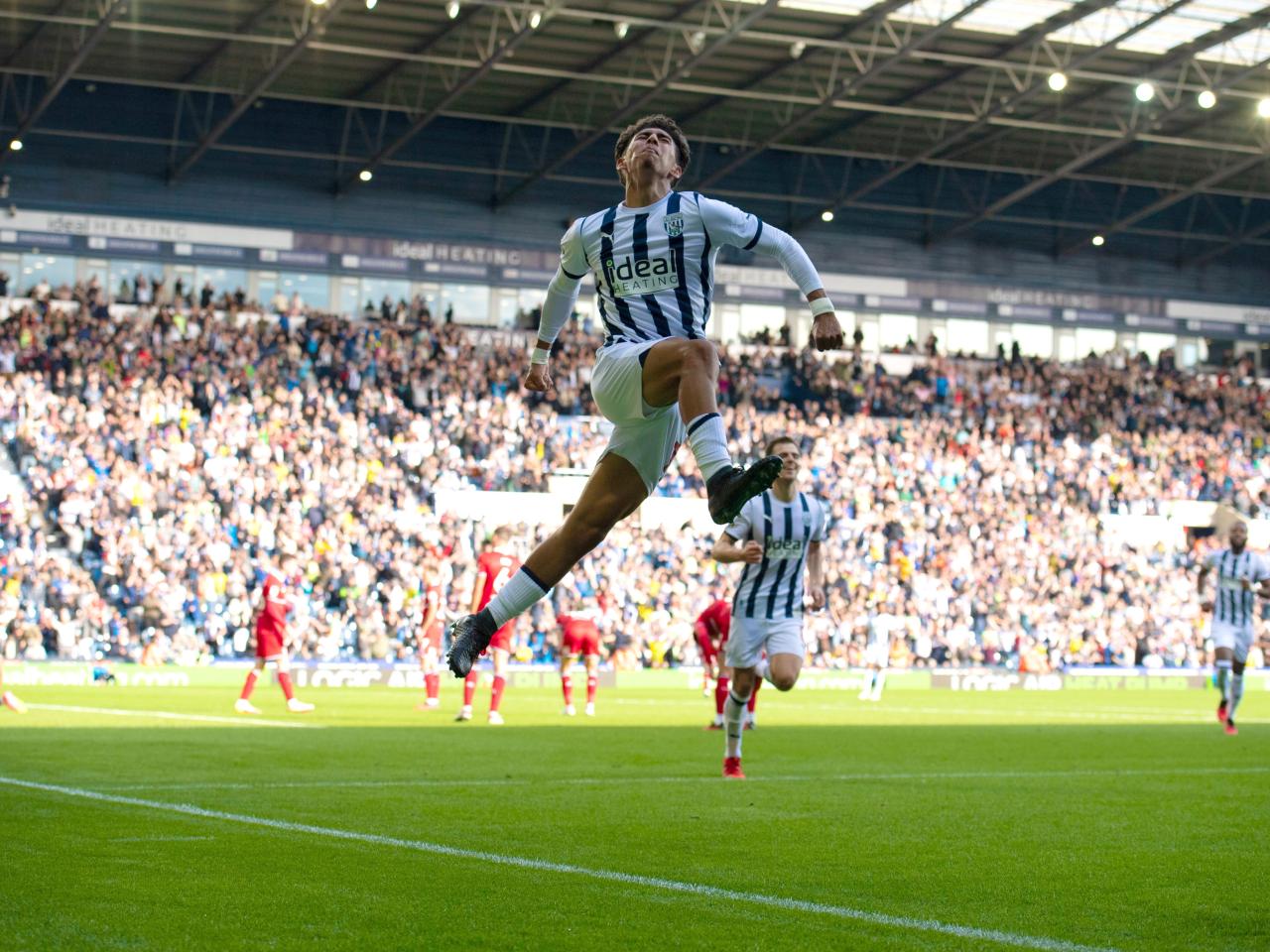 Jeremy Sarmiento celebrates his goal against Middlesbrough