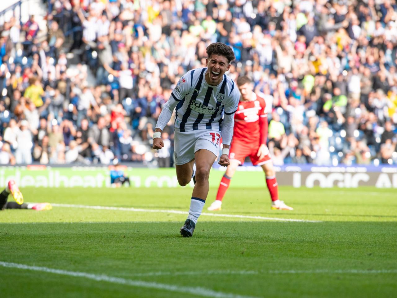 Jeremy Sarmiento celebrates his goal against Middlesbrough