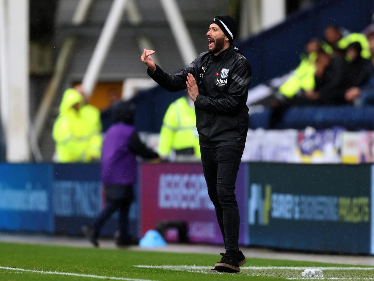 Carlos Corberán on the touchline against Preston