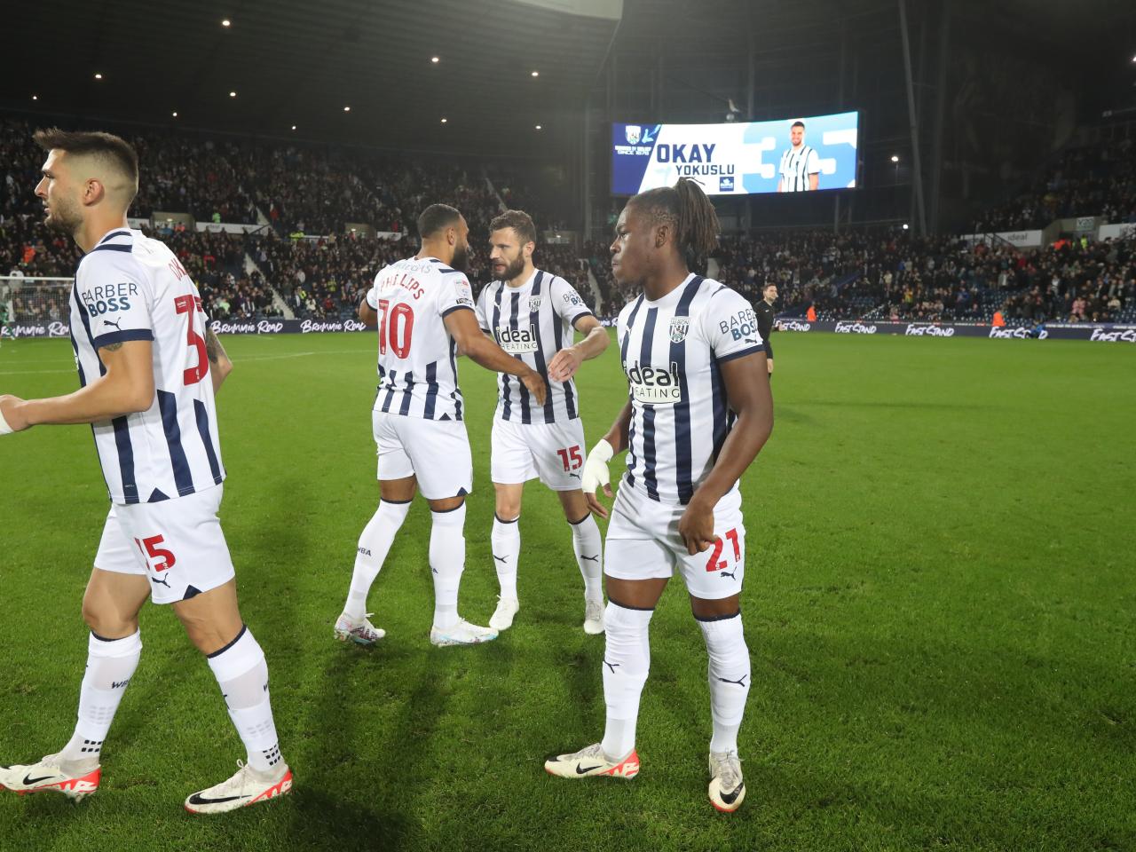 Albion players warming up before kick-off