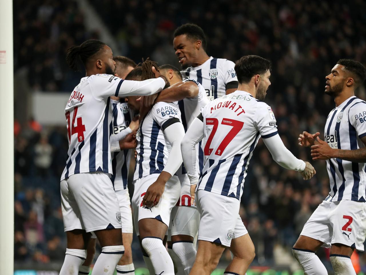 Brandon Thomas-Asante celebrates scoring against QPR with his team-mates