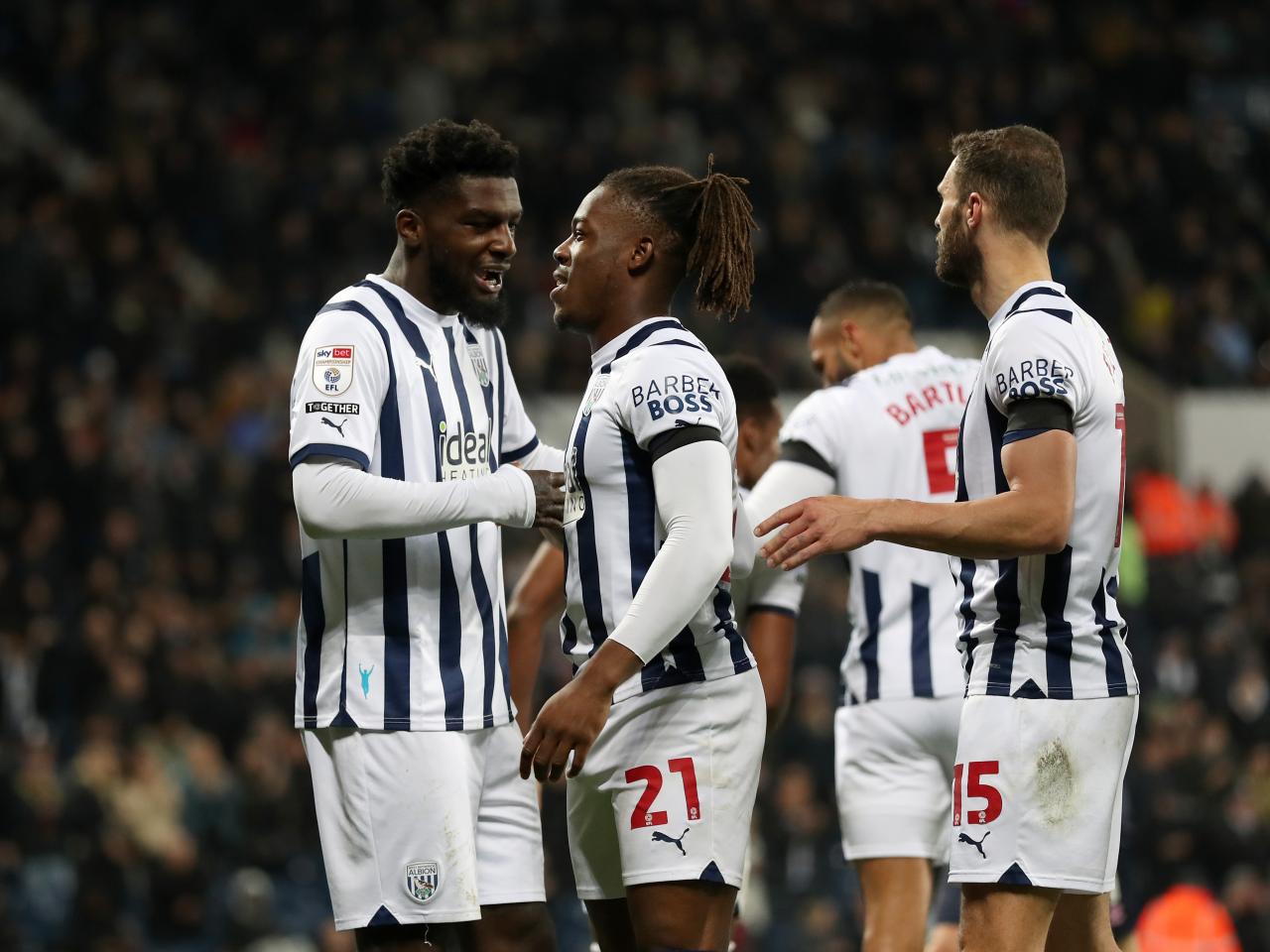 Brandon Thomas-Asante celebrates scoring against QPR with his team-mates