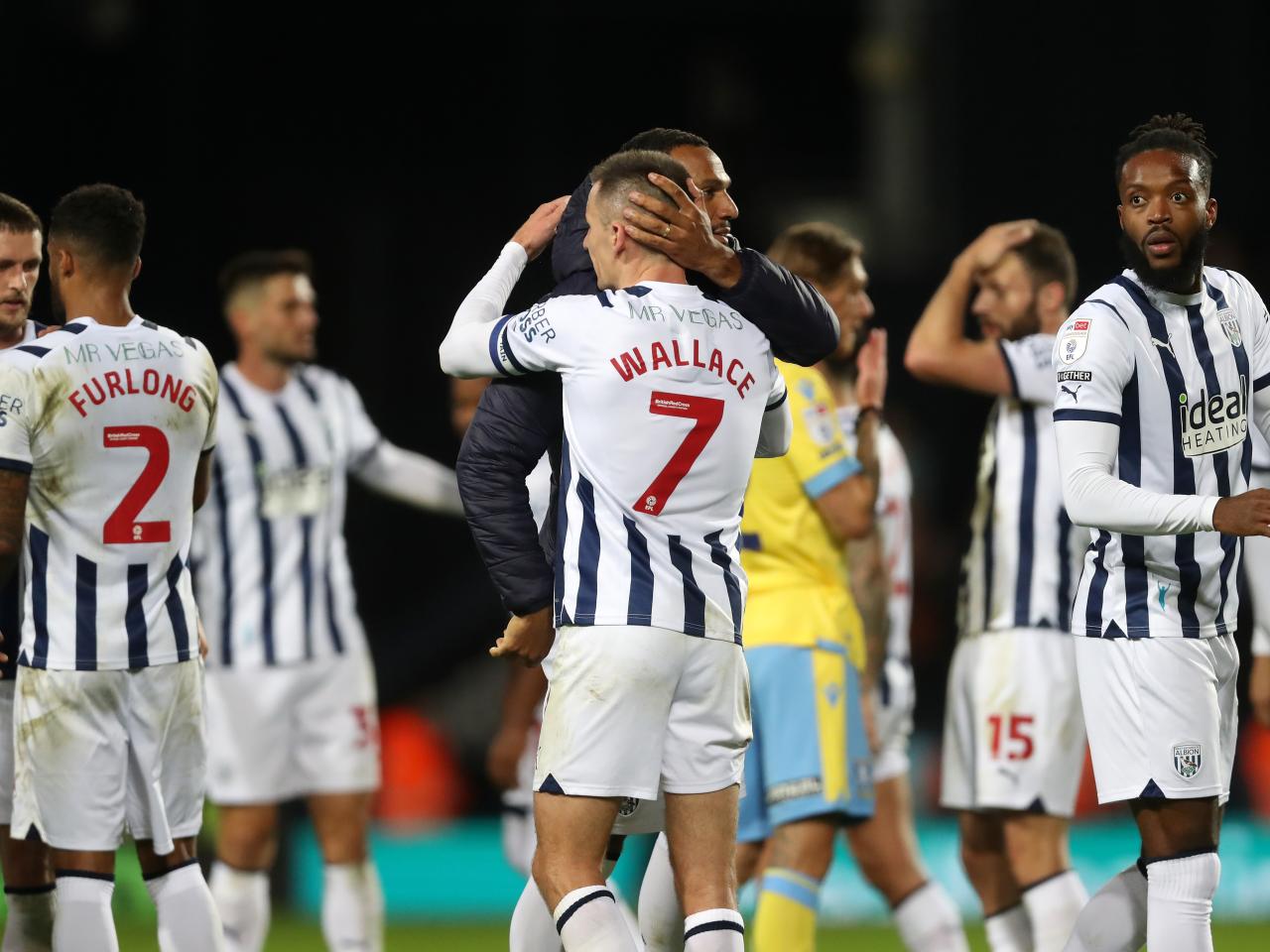 Albion players celebrate victory after the final whistle