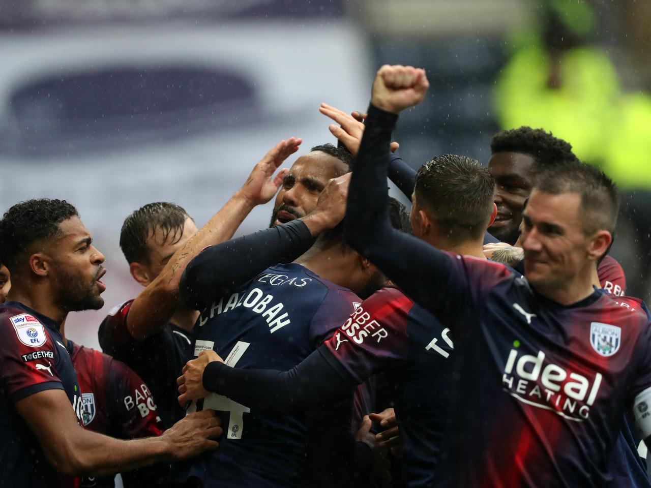 Kyle Bartley celebrates scoring against Preston with his team-mates
