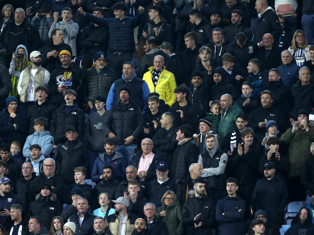 A large group of Albion fans in the away end at the CBS Arena
