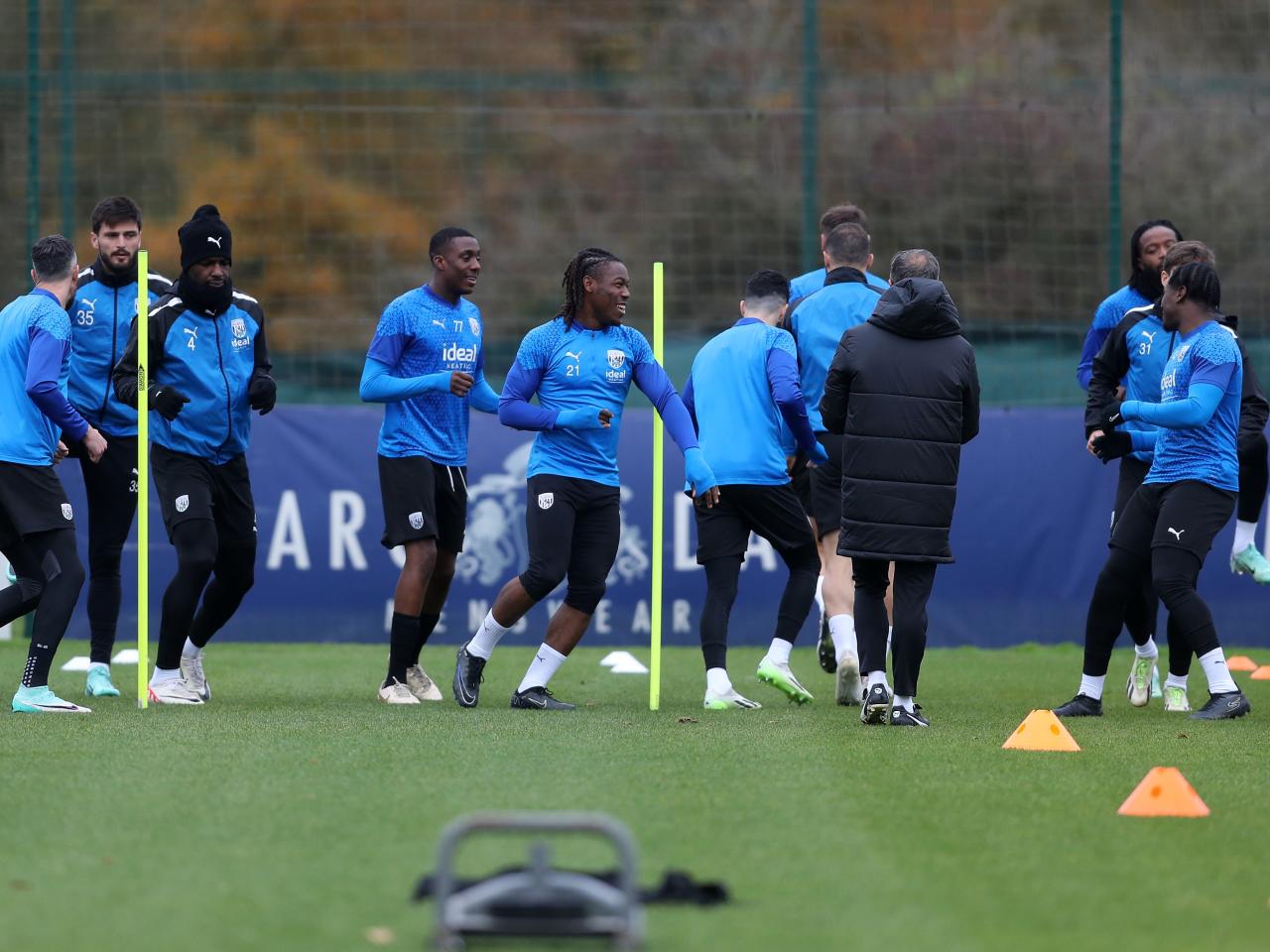 Albion players warming up before Tuesday's training session
