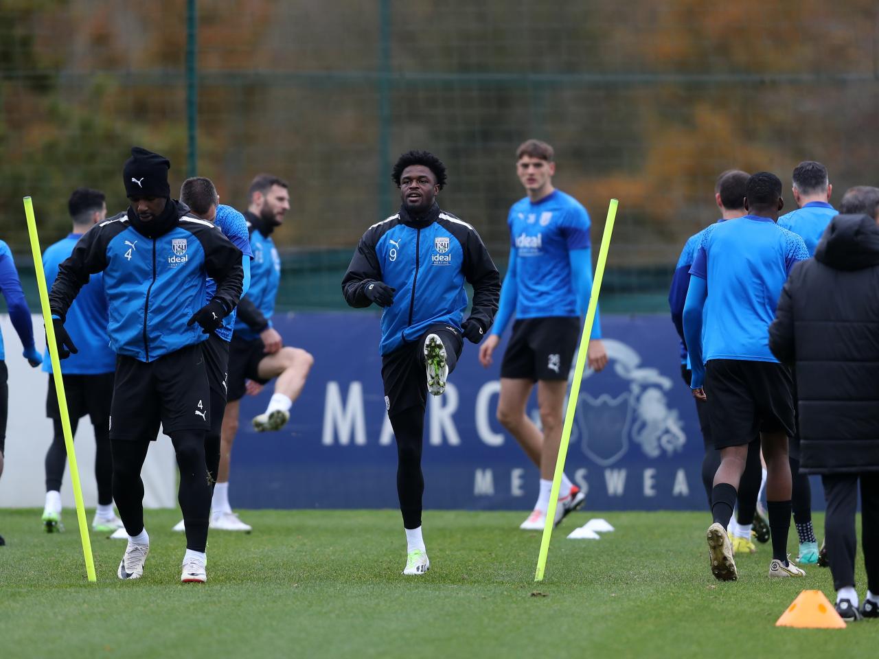 Albion players warming up before Tuesday's training session