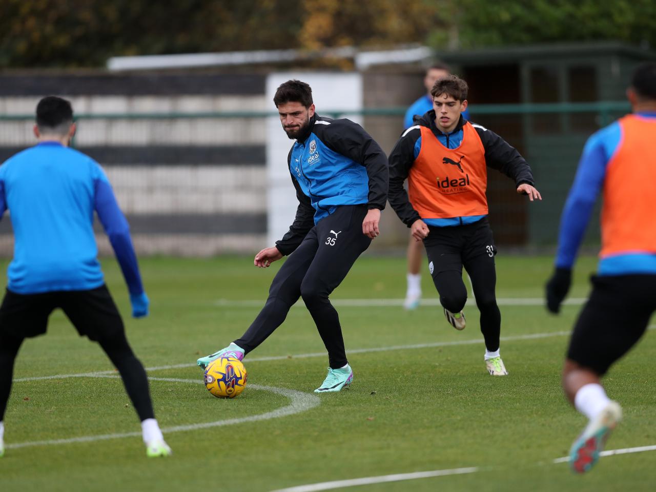 Okay Yokuslu on the ball in training 