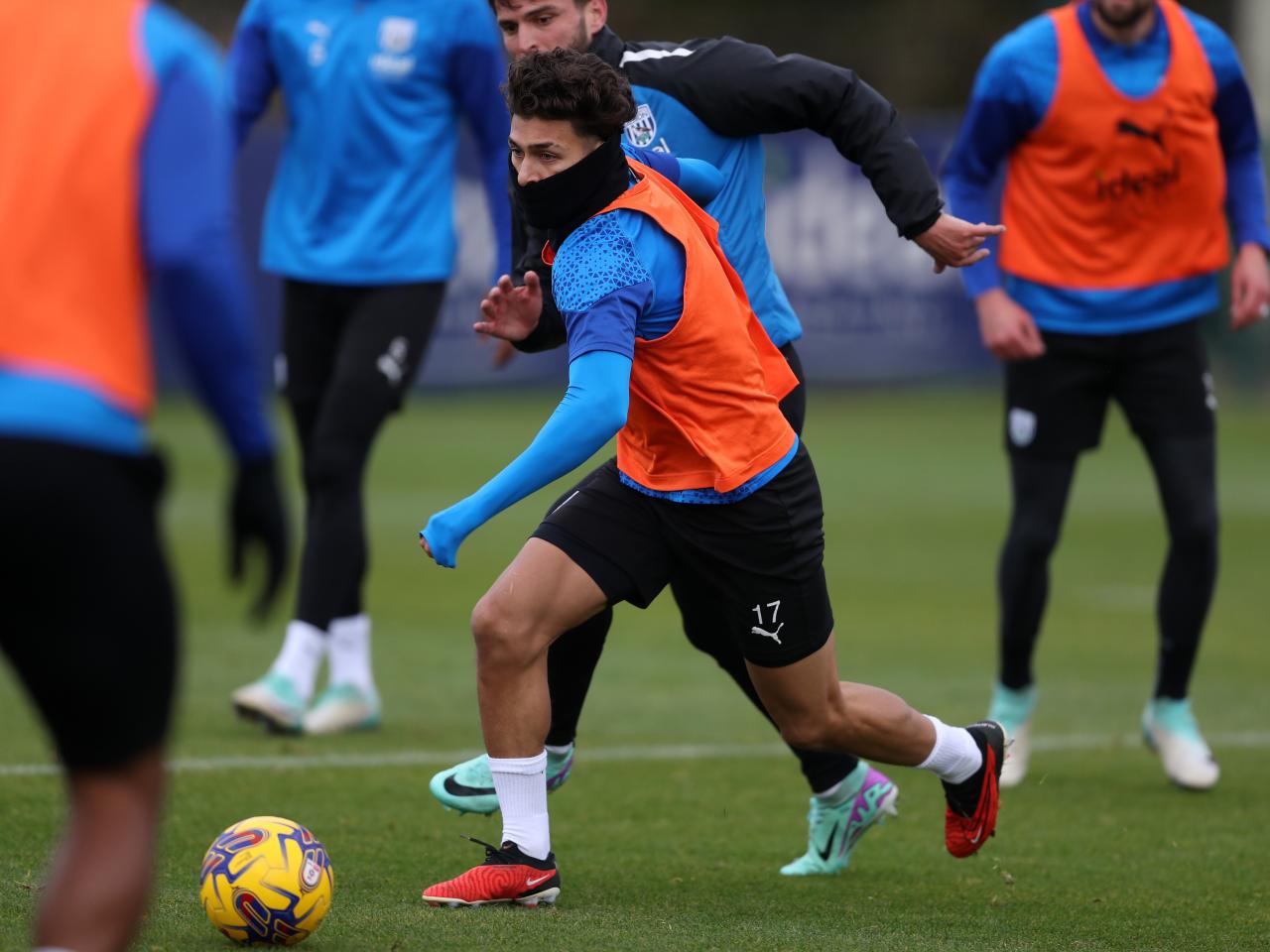 Jeremy Sarmiento on the ball in training 