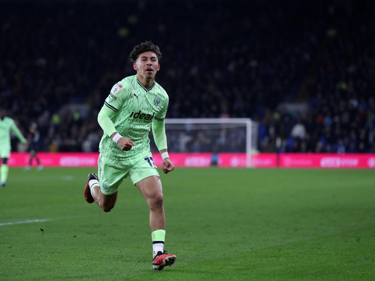 Jeremy Sarmiento celebrates scoring against Cardiff 