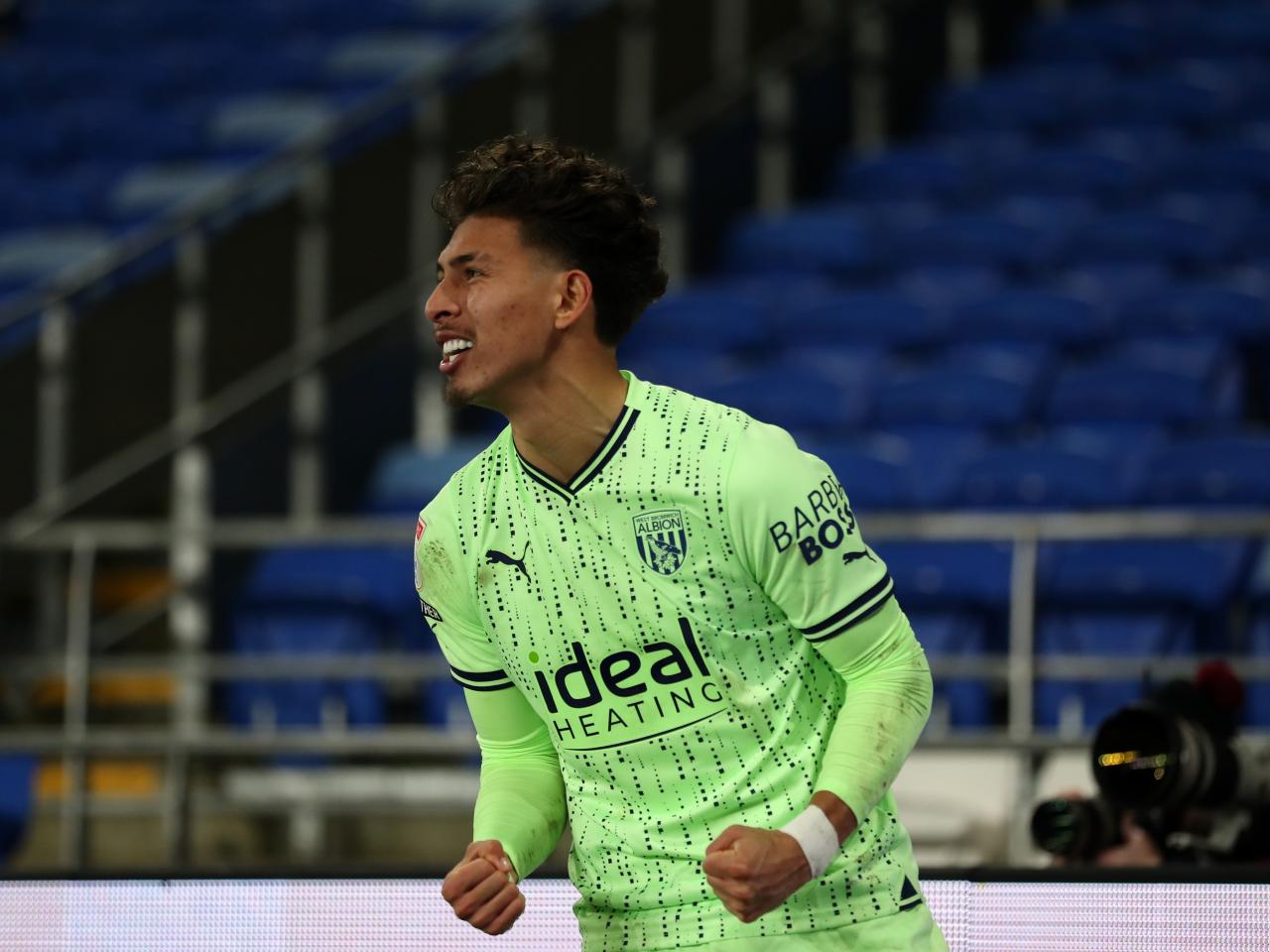 Jeremy Sarmiento celebrates scoring against Cardiff 