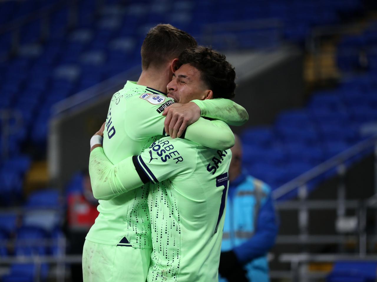Jeremy Sarmiento celebrates scoring against Cardiff 