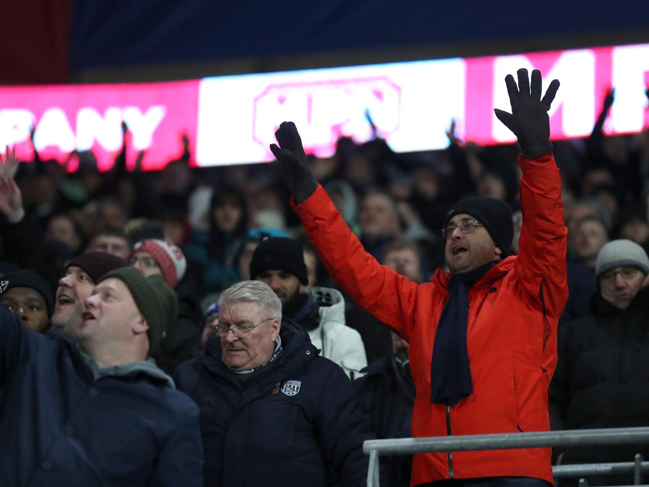 Albion supporters in the crowd at the Cardiff City Stadium
