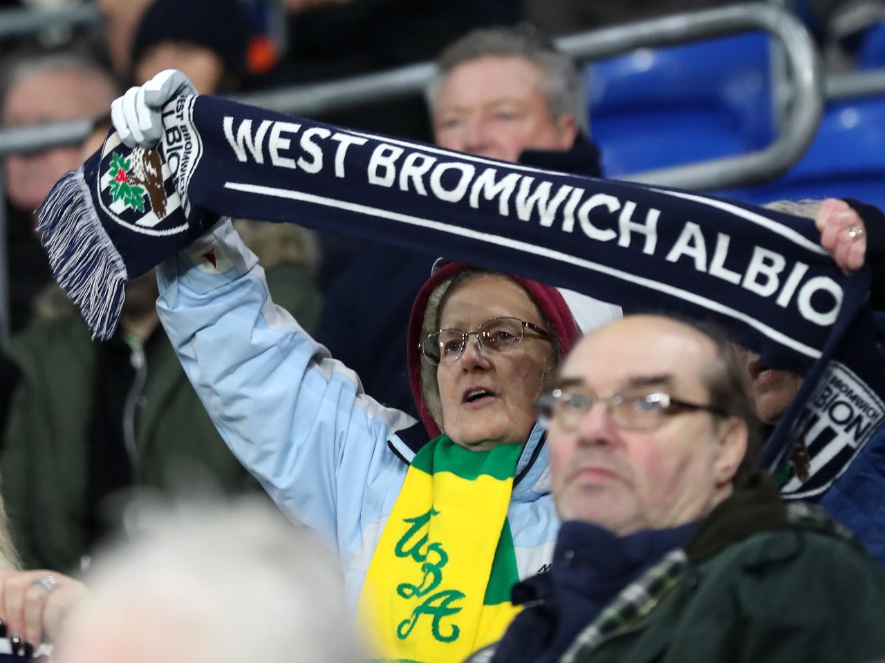 Albion supporters in the crowd at the Cardiff City Stadium