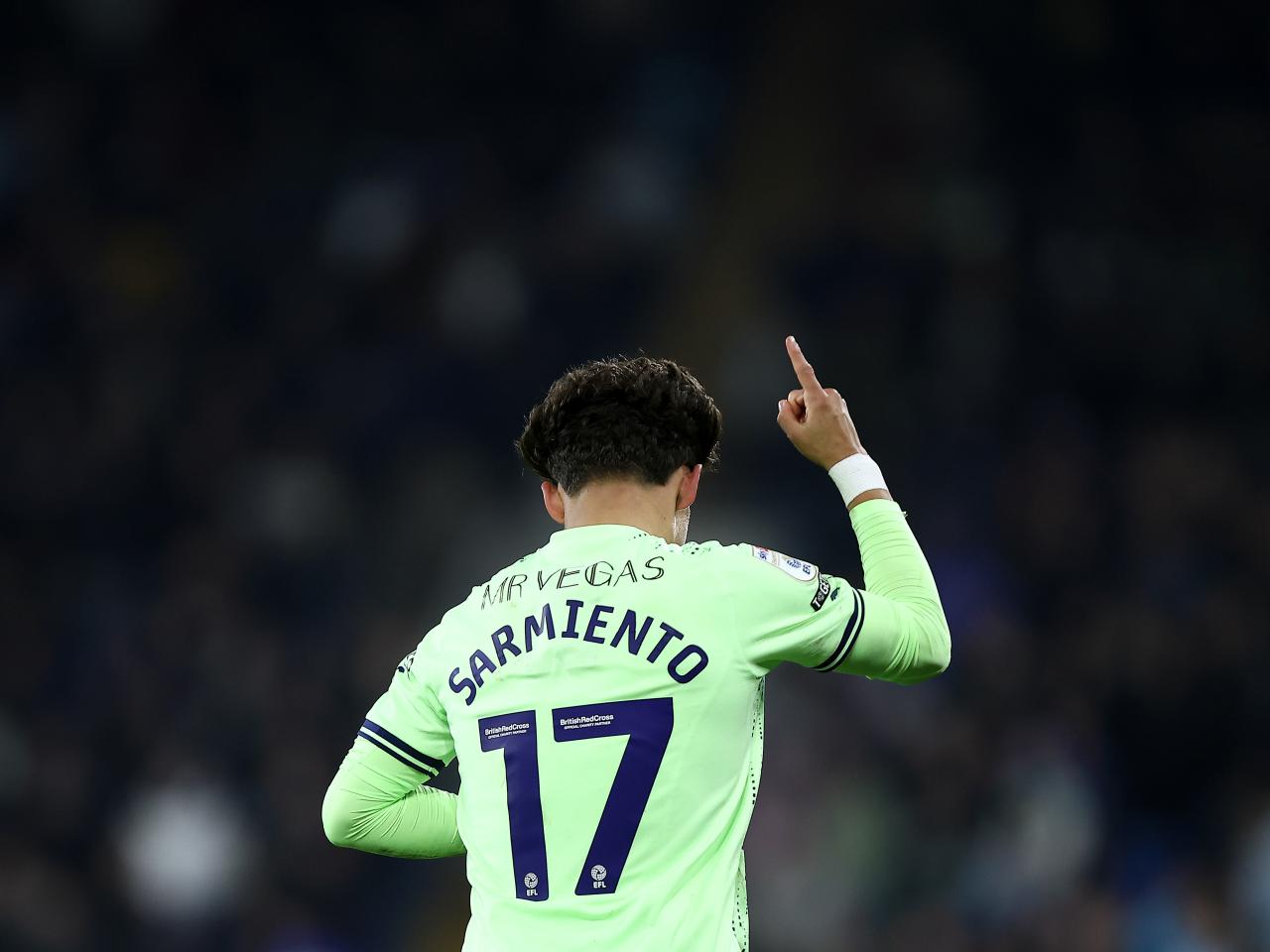 Jeremy Sarmiento celebrates scoring against Cardiff 