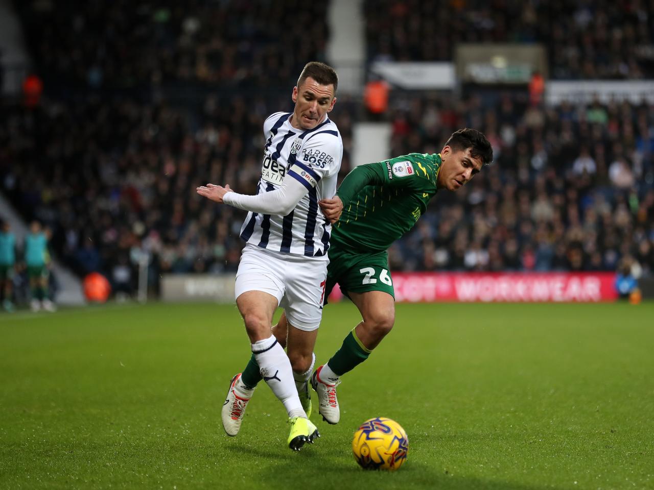 Jed Wallace on the ball against Norwich City