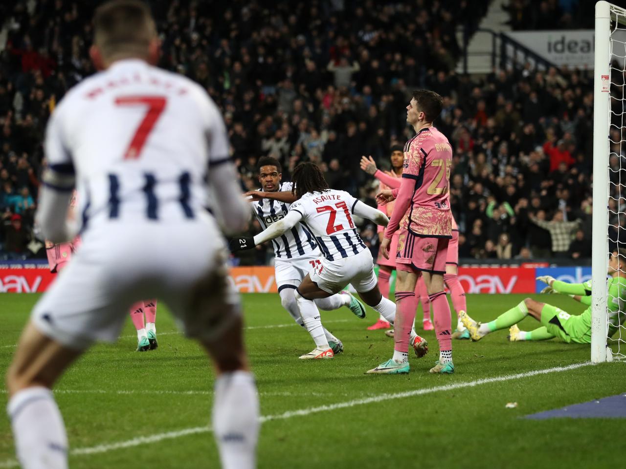 Grady Diangana celebrates scoring against Leeds