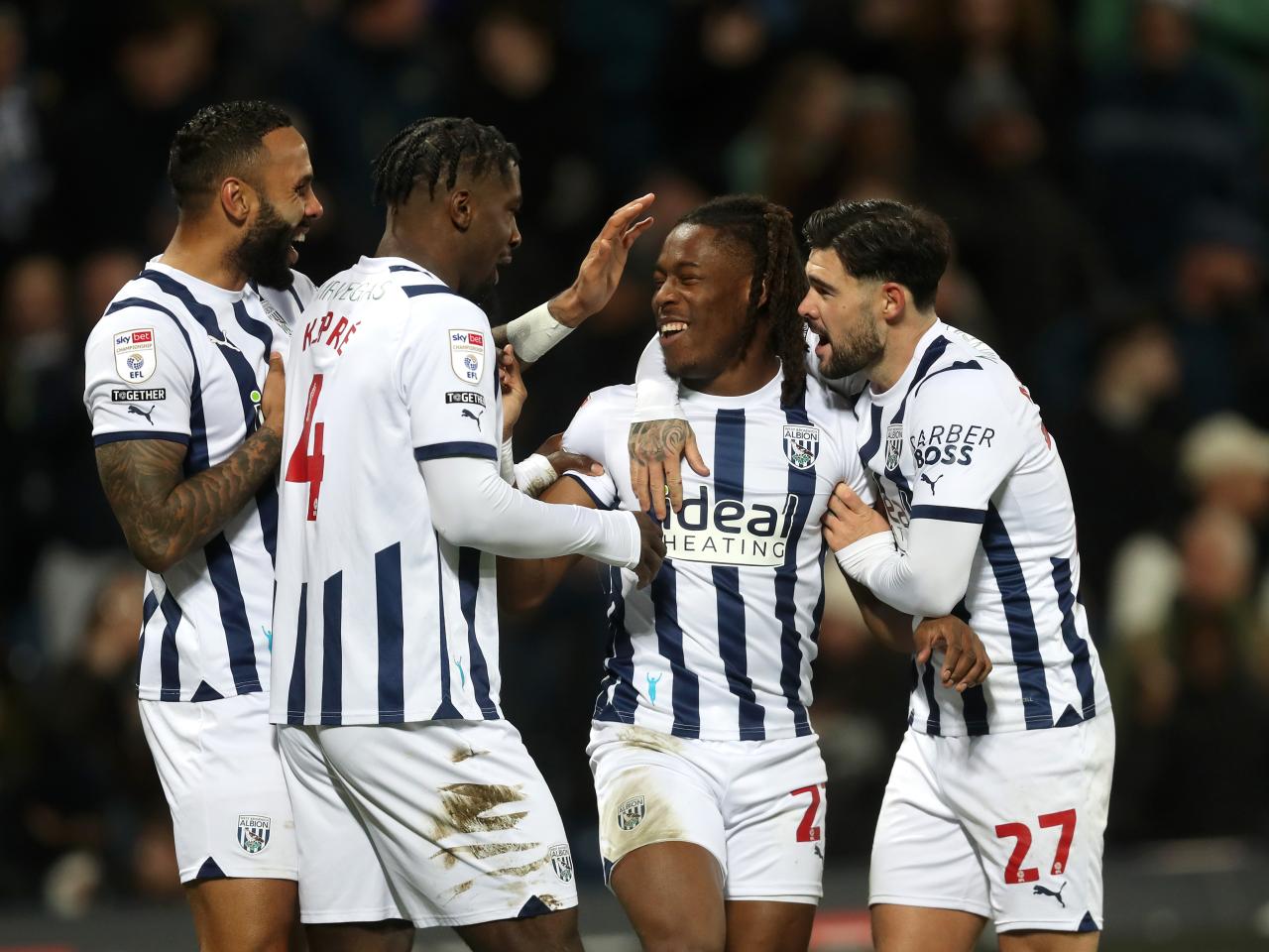 Brandon Thomas-Asante celebrates scoring against Norwich with team-mates
