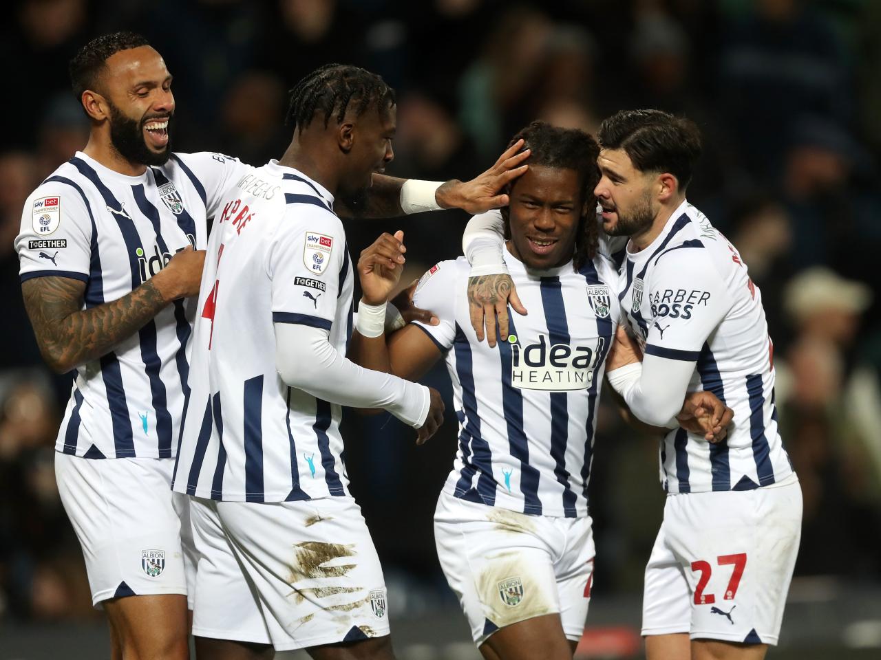 Brandon Thomas-Asante celebrates scoring against Norwich with team-mates