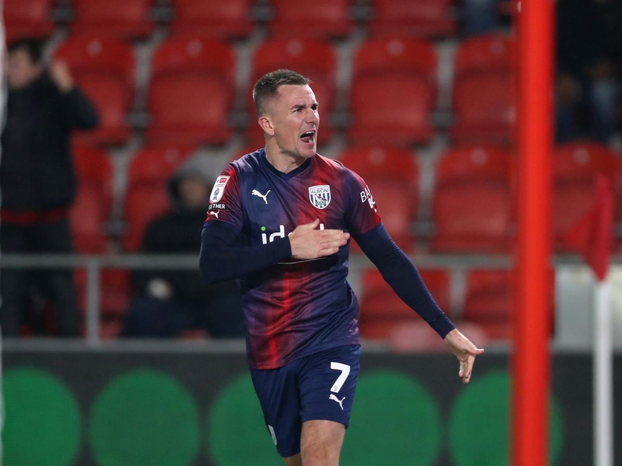 Jed Wallace celebrates scoring at Rotherham