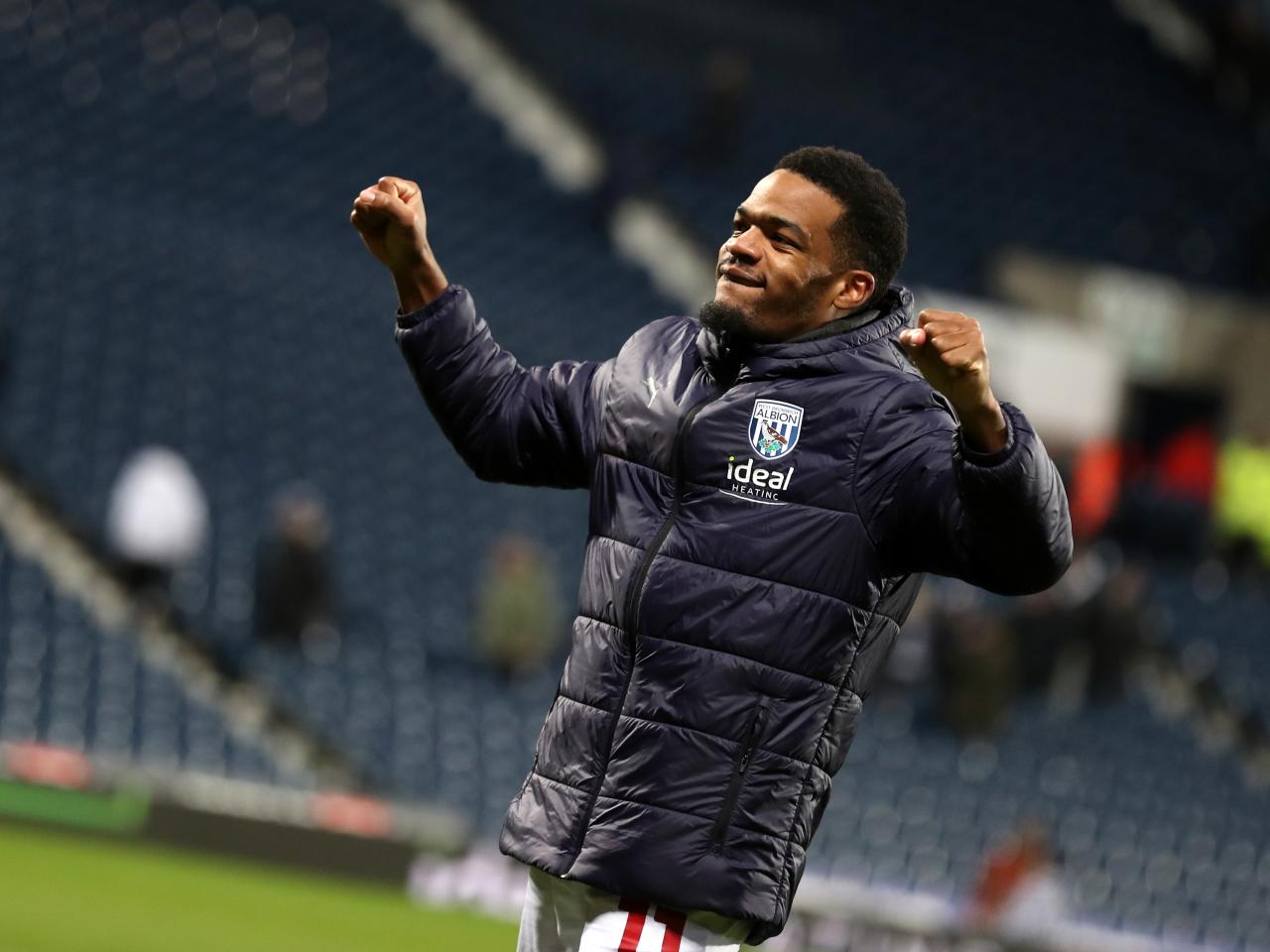 Grady Diangana celebrates the win against Leeds at full-time