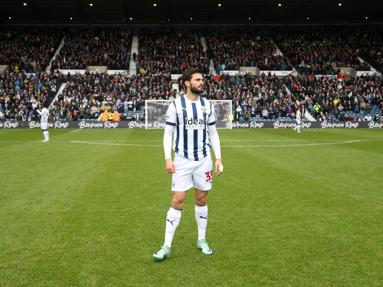 Okay Yokuslu on the pitch at The Hawthorns ahead of kick-off against Stoke