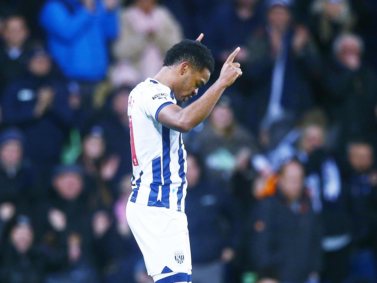 Grady Diangana celebrates scoring against Leeds