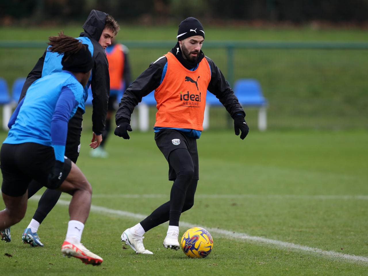 Albion players in training ahead of the clash with Blackburn Rovers.