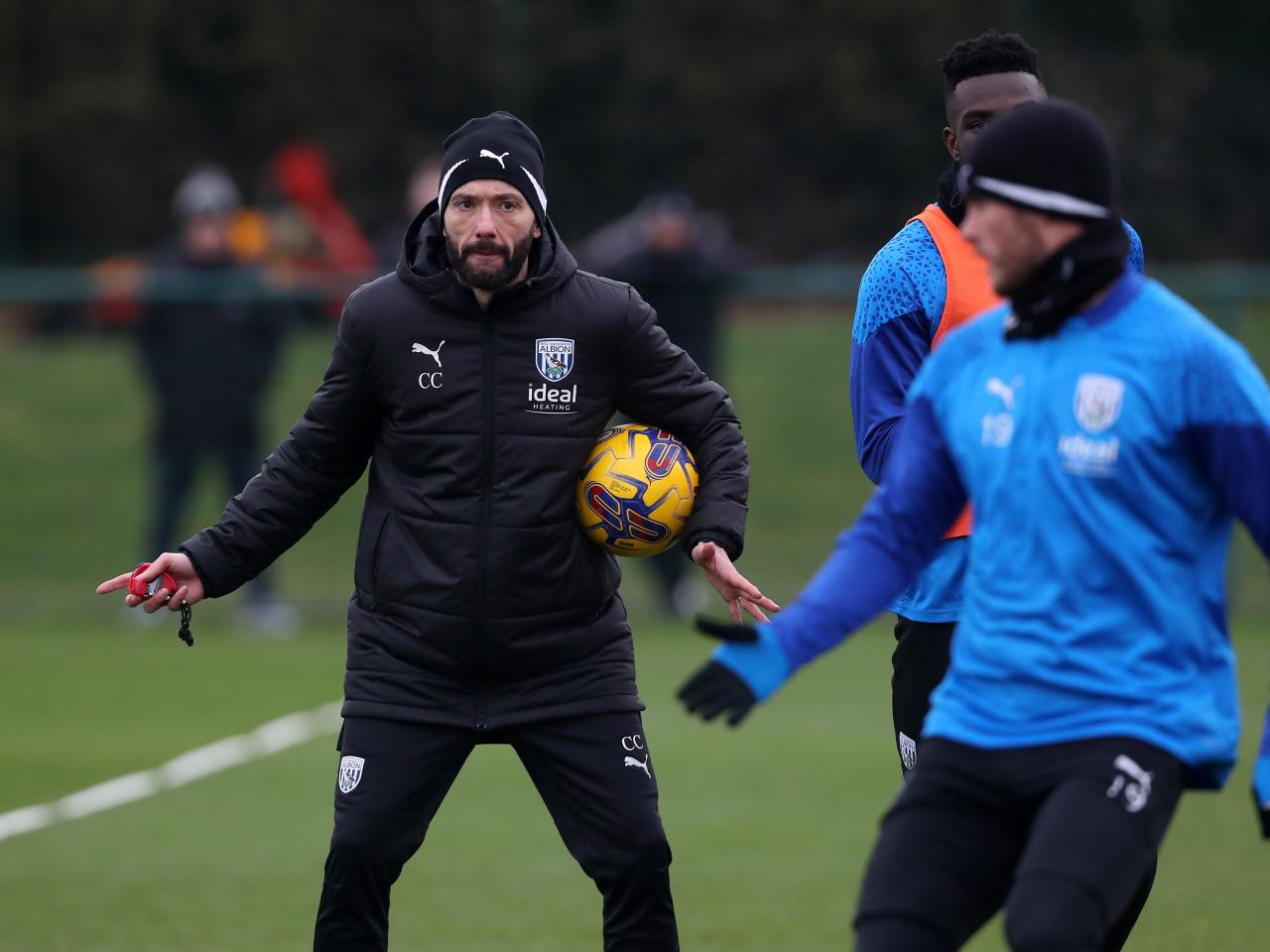Albion players in training ahead of the clash with Blackburn Rovers.
