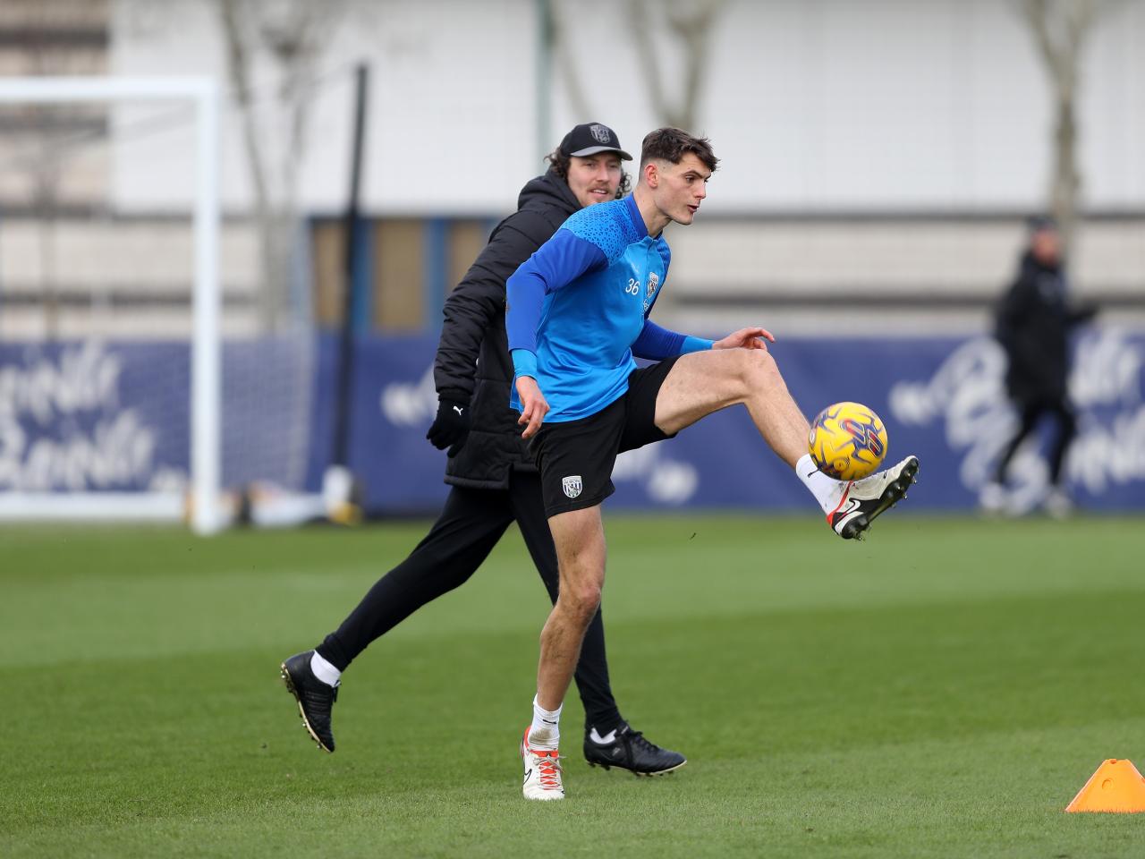 Caleb Taylor on the ball in training 