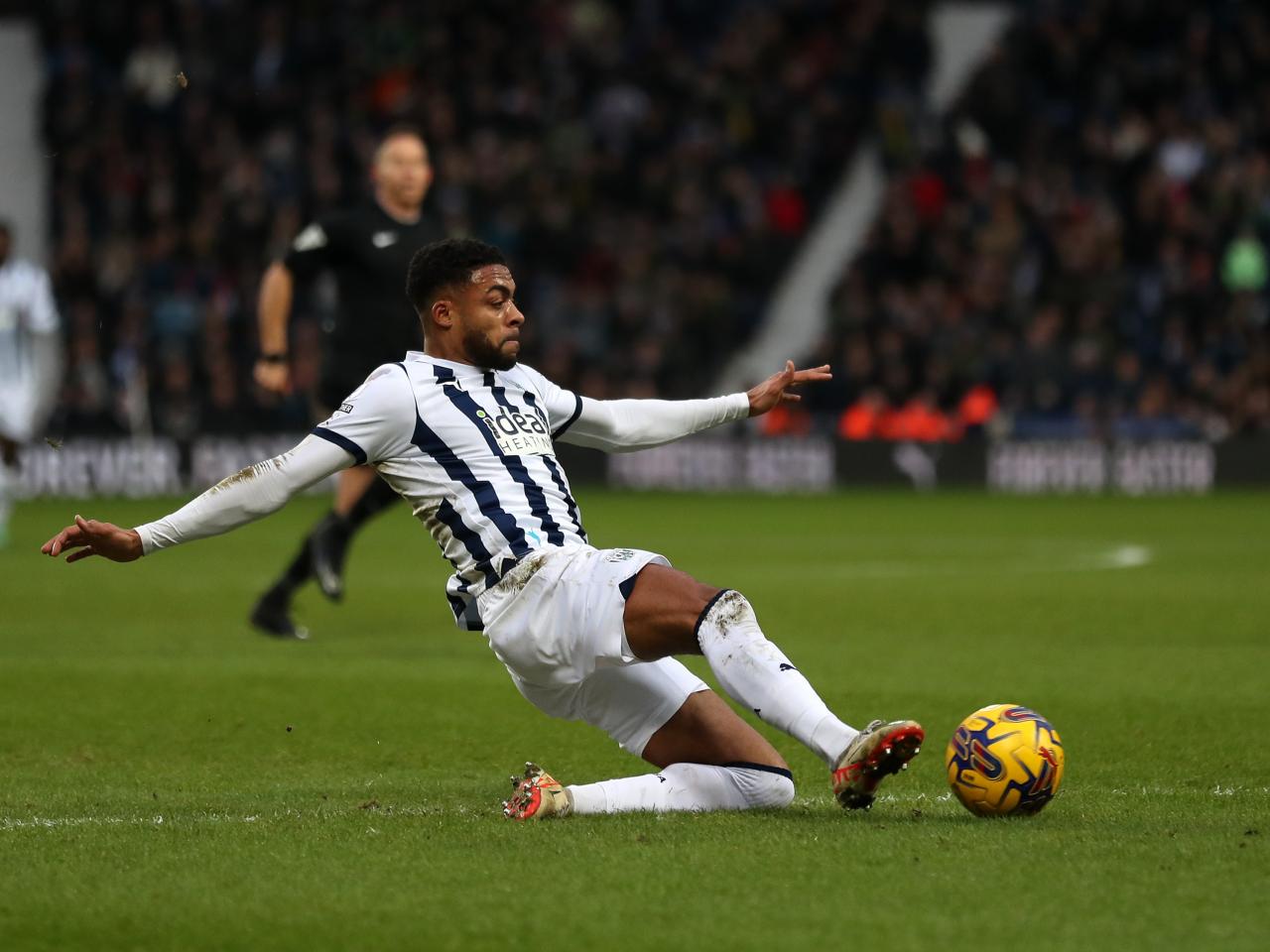 Darnell Furlong stretches for the ball against Blackburn 