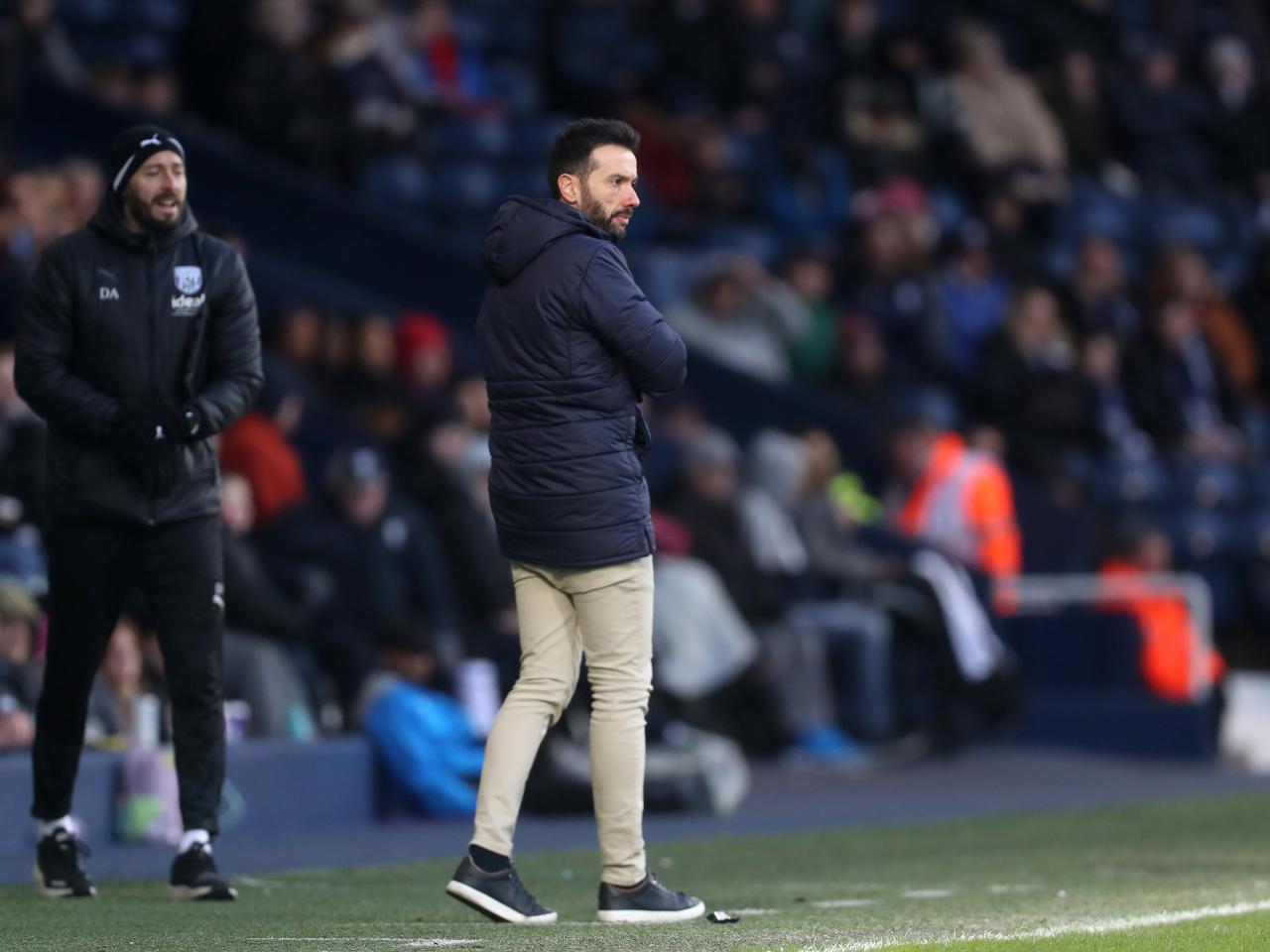 Carlos Corberán on the touchline against Aldershot