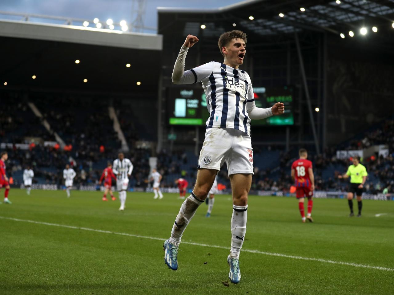 Tom Fellows celebrates scoring against Aldershot