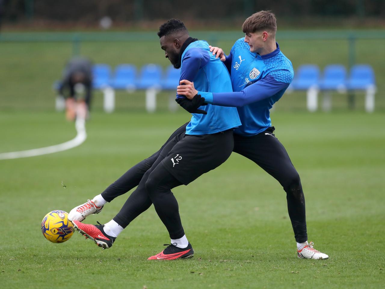 Albion players in training ahead of the clash with Blackburn Rovers.