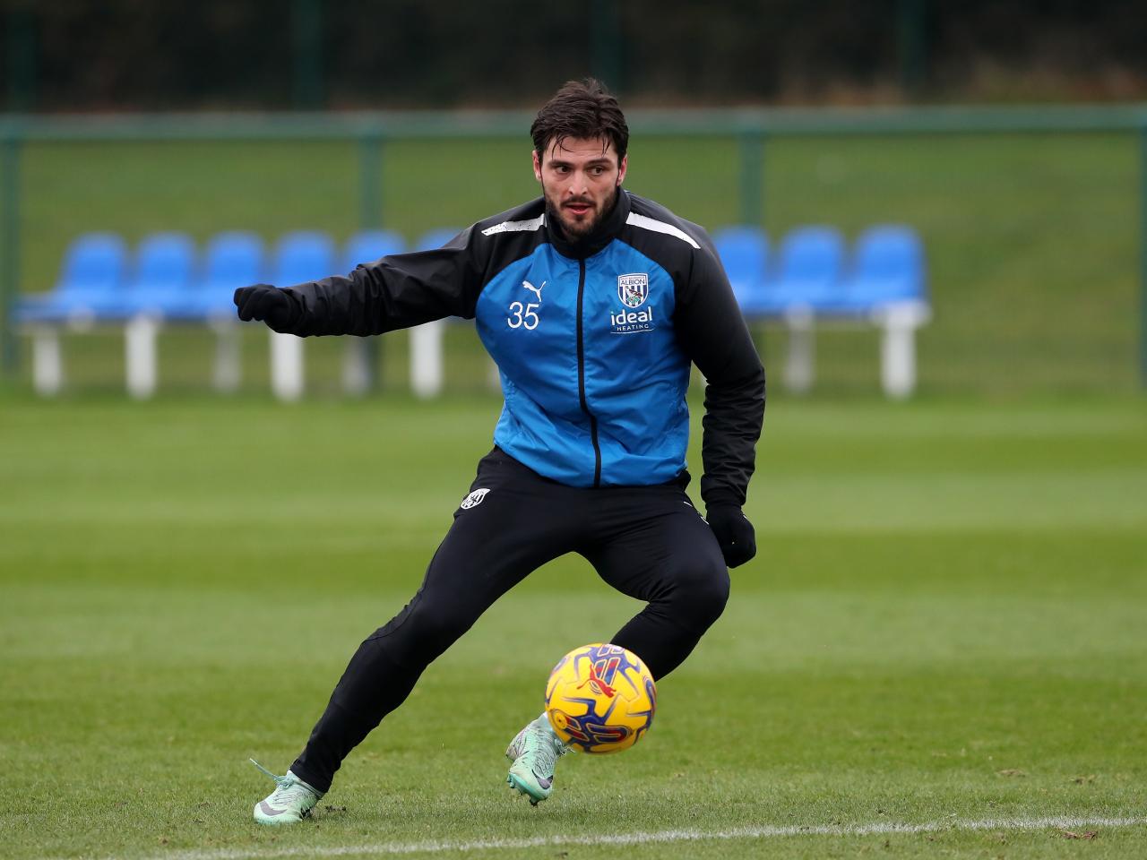 Albion players in training ahead of the clash with Blackburn Rovers.