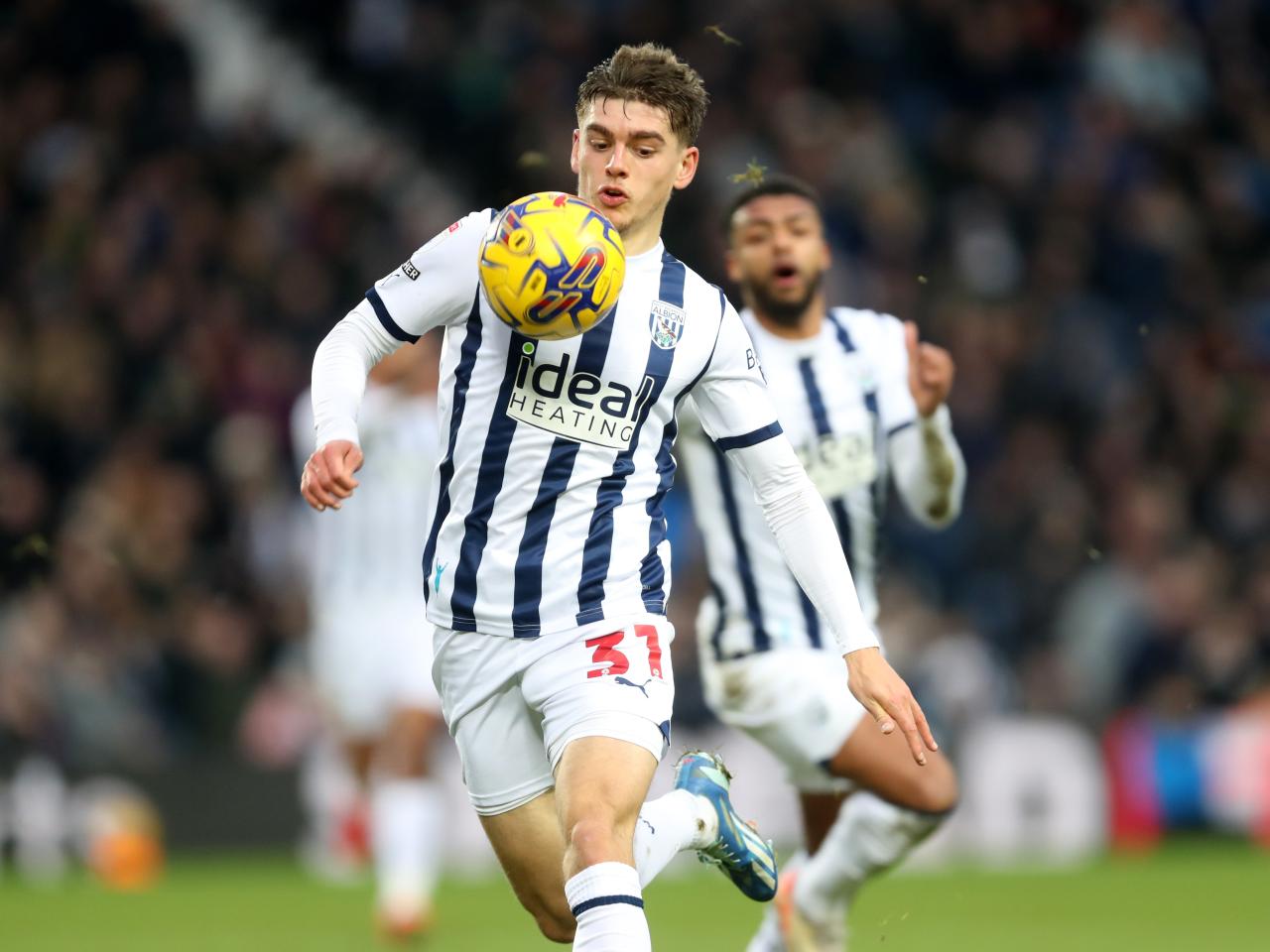 Tom Fellows on the ball against Blackburn