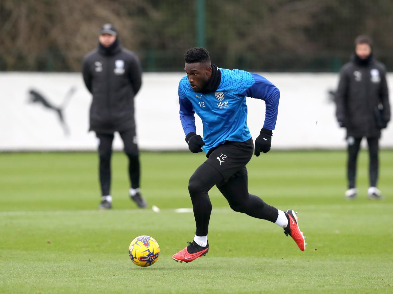 Albion players in training ahead of the clash with Blackburn Rovers.