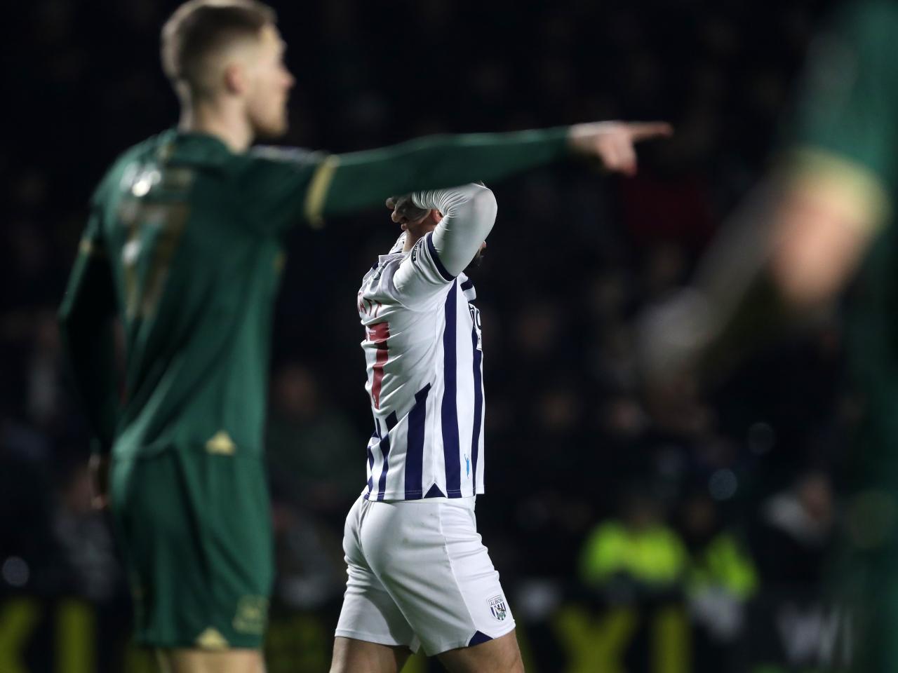 Andi Weimann with his hands on his head during the game against Plymouth