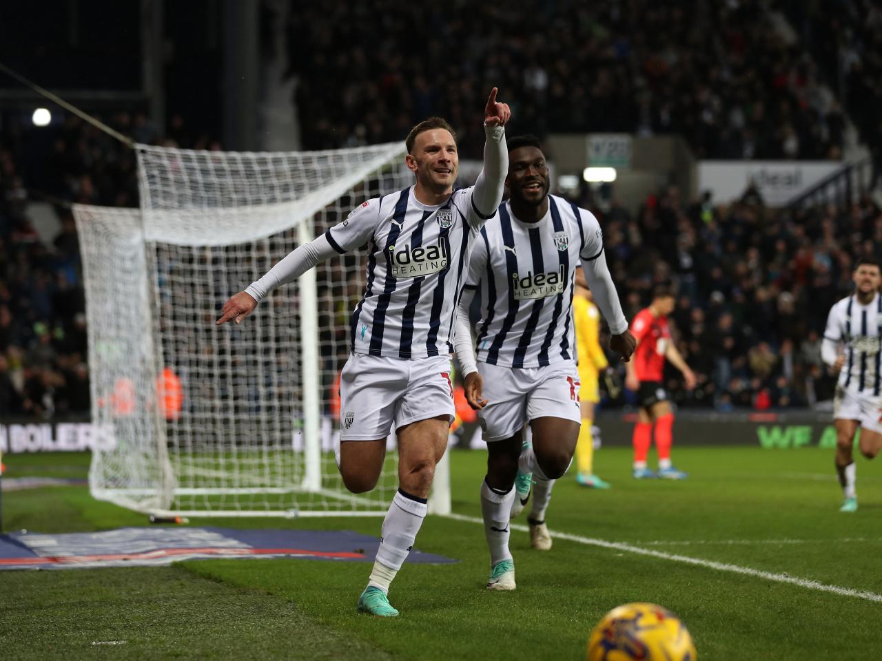 Andi Weimann celebrates scoring against Blues