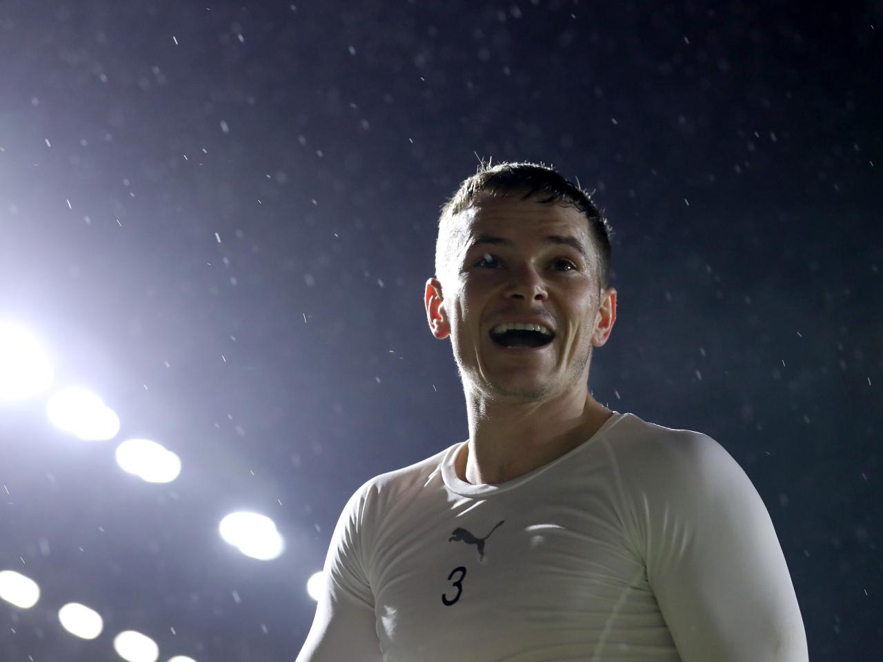 Conor Townsend smiling at full-time at Home Park