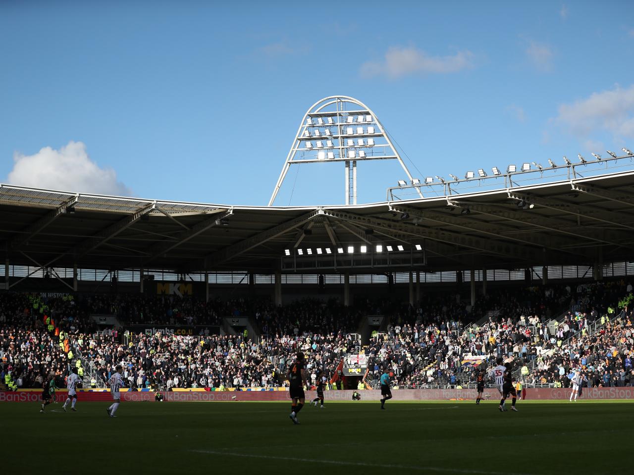 A general view of Albion fans in the away corner at the MKM Stadium