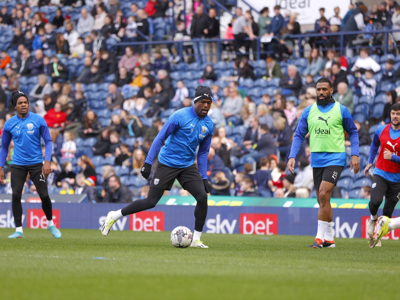 Josh Maja on the ball during a training session at The Hawthorns
