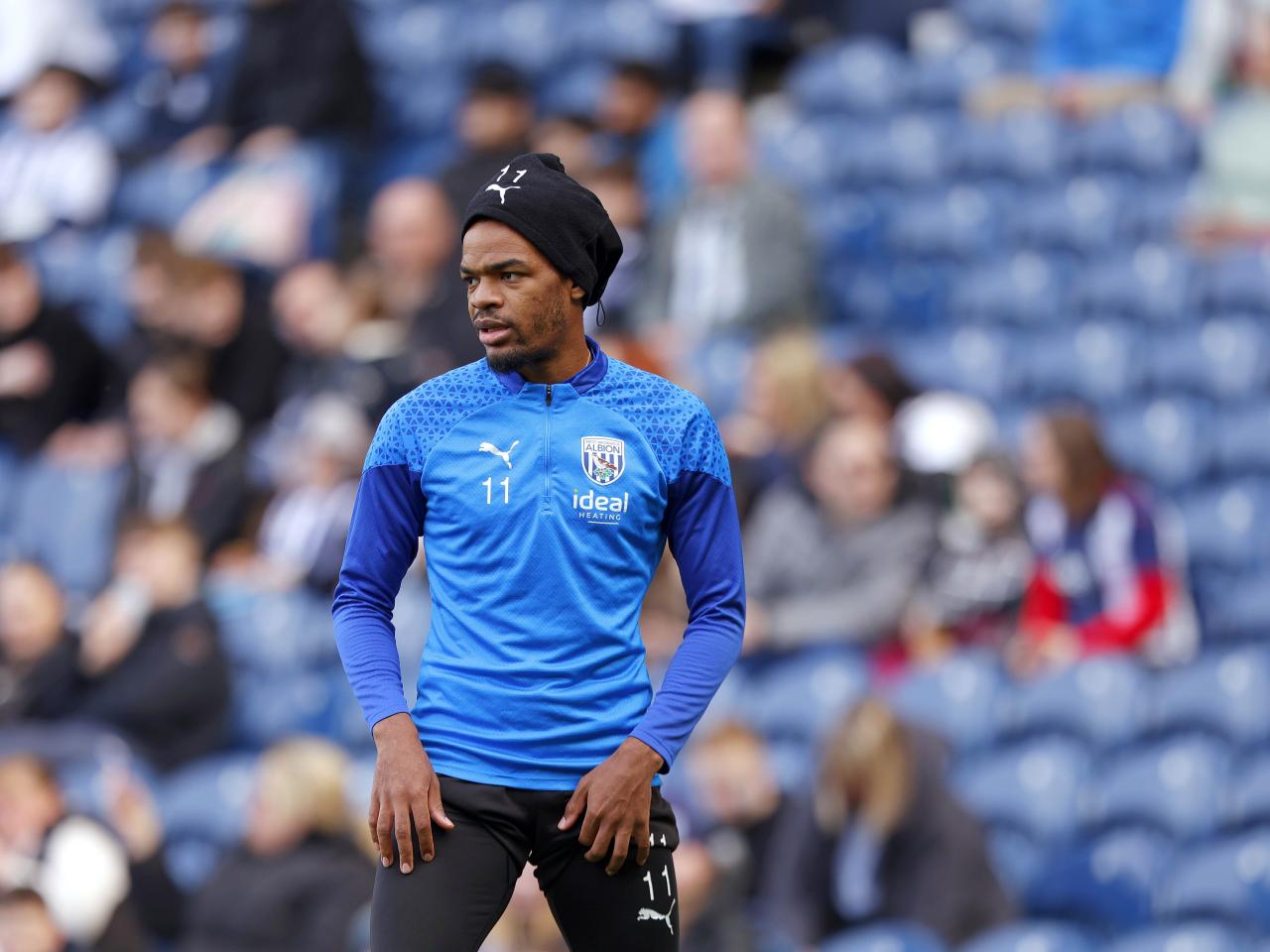 Grady Diangana watches on during a training session at The Hawthorns