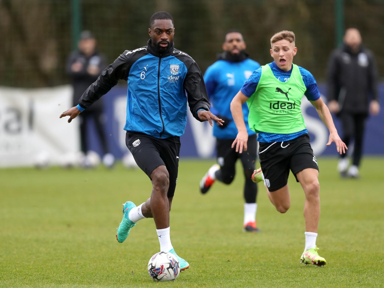 Semi Ajayi running with the ball during a training session