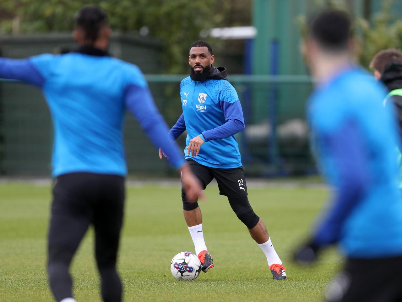 Yann M'Vila on the ball during a training session