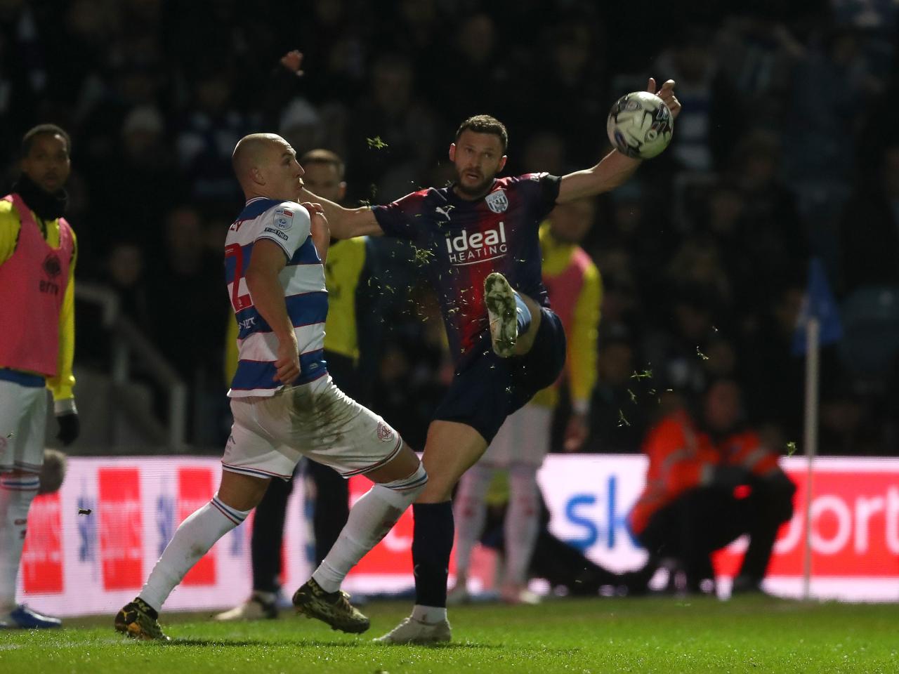 Erik Pieters battling for the ball against QPR 