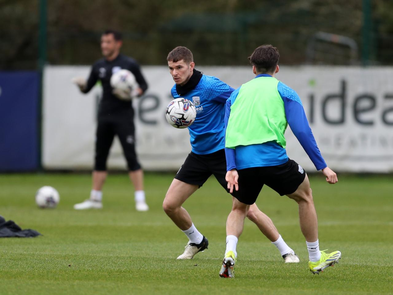 Conor Townsend on the ball during a training session
