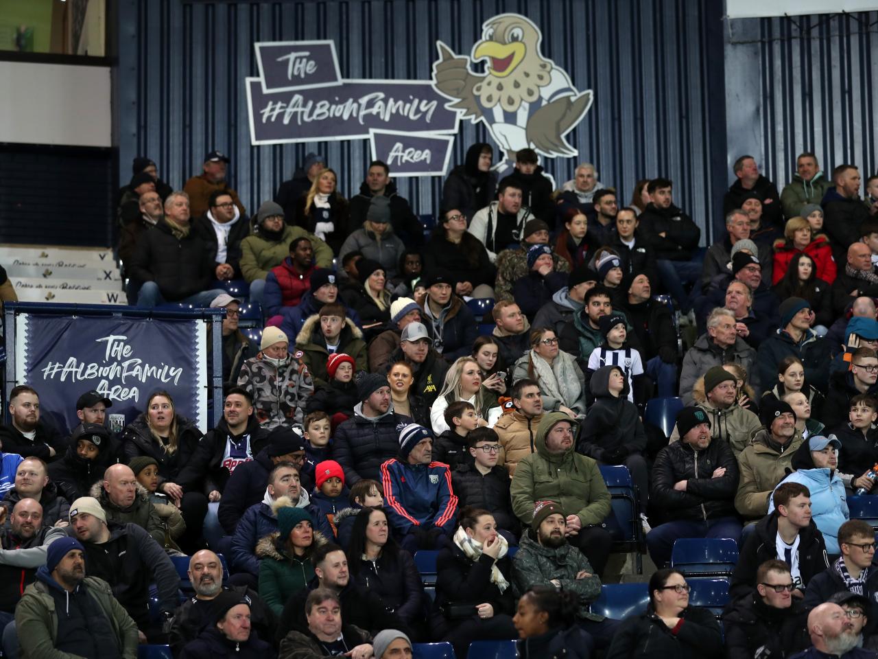 Albion fans in the Family Area at The Hawthorns during the game against Coventry 