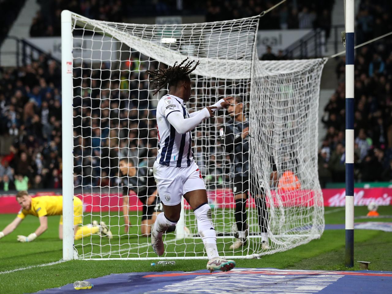 Brandon Thomas-Asante celebrates scoring against Rotherham United at The Hawthorns