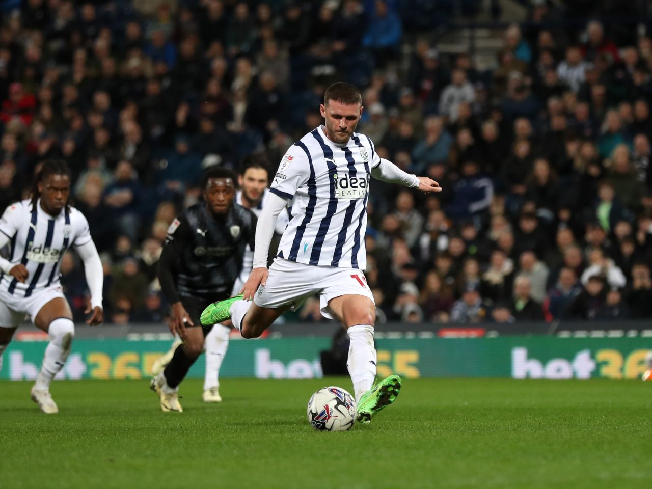 John Swift takes a penalty against Rotherham at The Hawthorns
